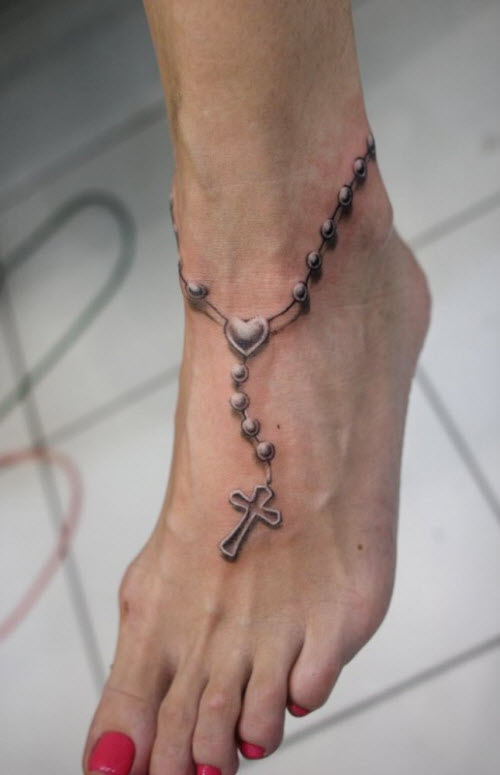 Фото тату крест на ноге девушки - 9