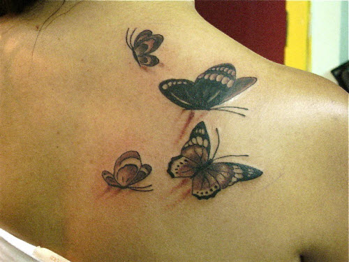 Фото тату на лопатке женские бабочки - 3