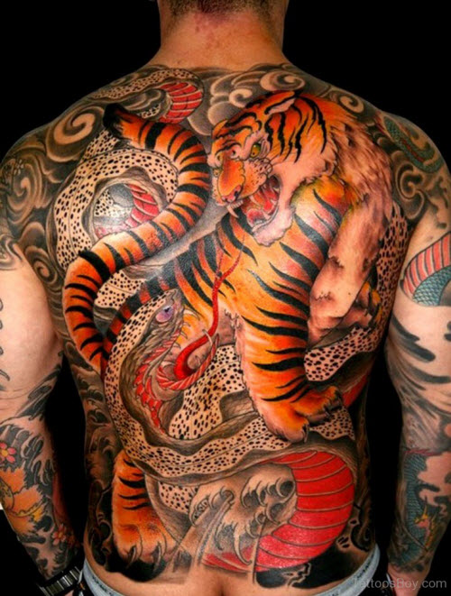 Фото тату с тигром на спине - 7