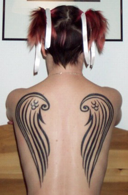 Женские тату на спине крылья фото - 6