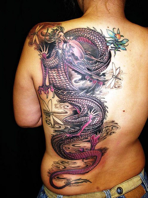 Китайский цветной дракон тату фото