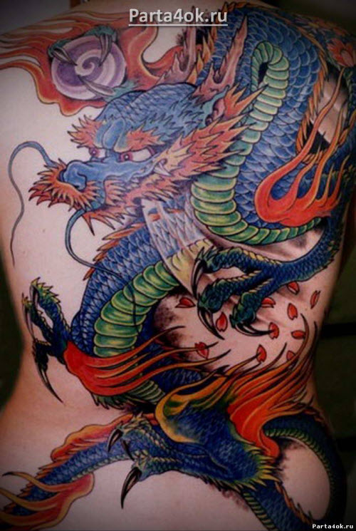 Китайский цветной дракон тату фото - 6