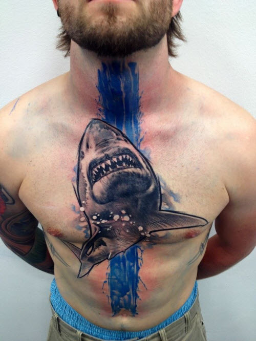 Тату акула на груди фото - 4