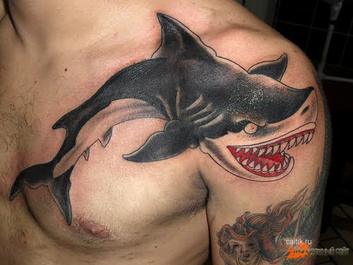 Тату акула на груди фото - 8