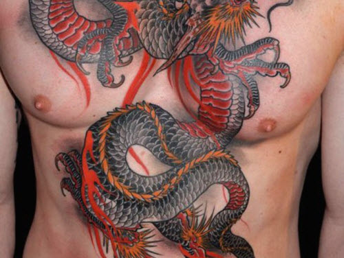 Тату китайского дракона на спине фото
