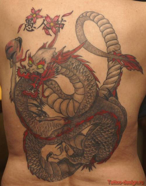 Тату китайского дракона на спине фото - 7